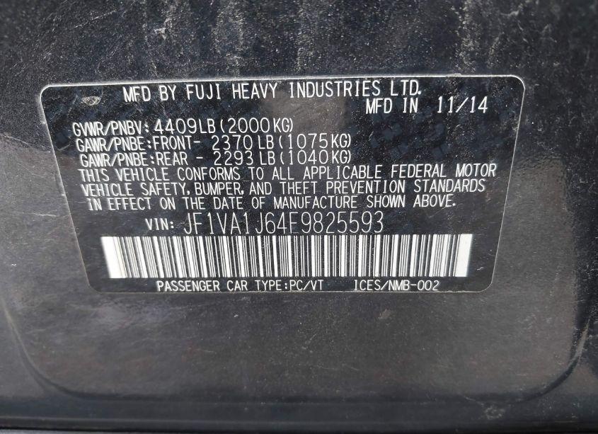 Photo 9 of 2015 Subaru Wrx LIMITED (VIN JF1VA1J64F9825593)