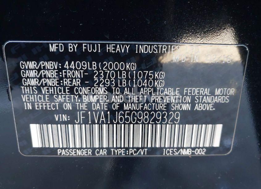 Photo 9 of 2016 Subaru Wrx LIMITED (VIN JF1VA1J65G9829329)