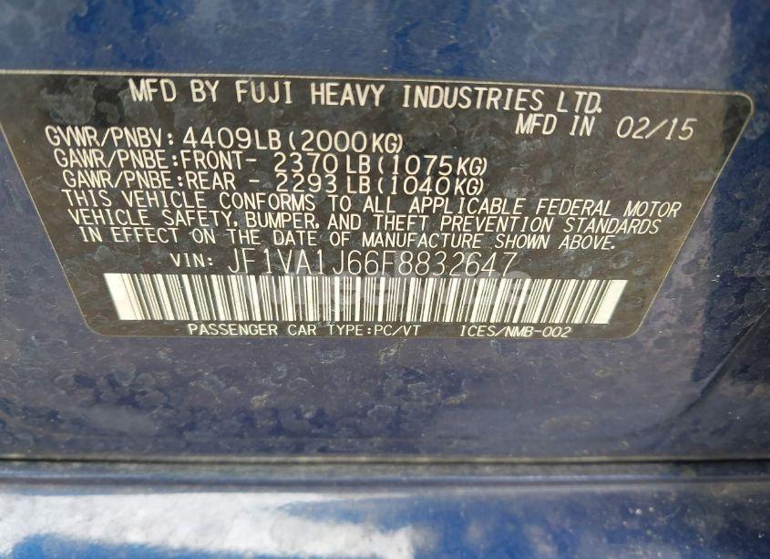 Photo 9 of 2015 Subaru Wrx LIMITED (VIN JF1VA1J66F8832647)