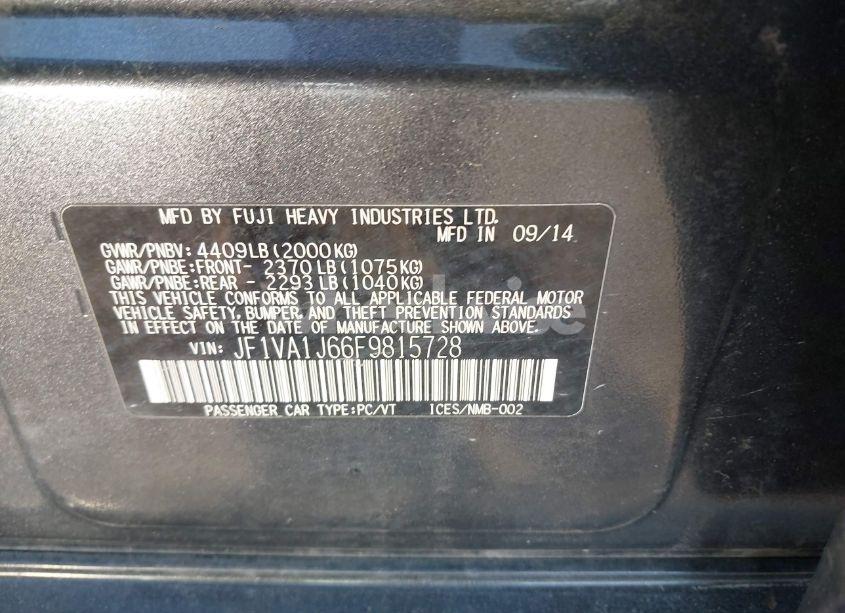 Photo 9 of 2015 Subaru Wrx LIMITED (VIN JF1VA1J66F9815728)