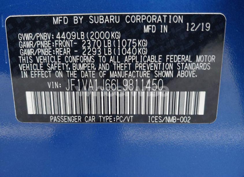 Photo 9 of 2020 Subaru Wrx LIMITED (VIN JF1VA1J66L9811450)