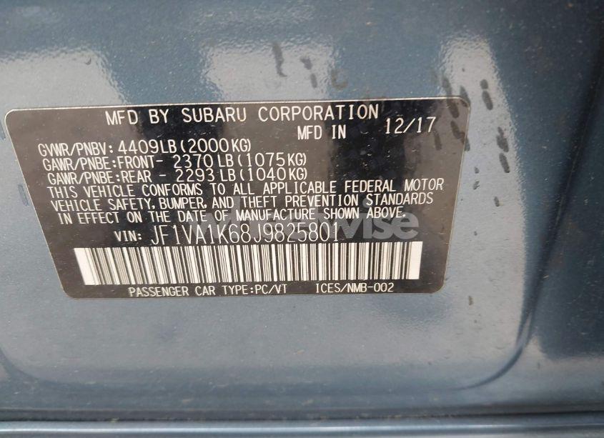 Photo 9 of 2018 Subaru Wrx LIMITED (VIN JF1VA1K68J9825801)