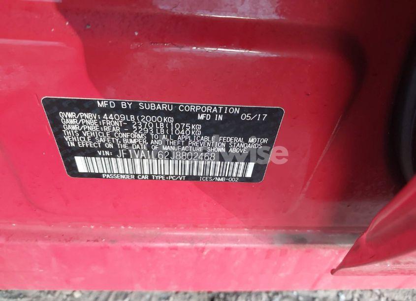 Photo 9 of 2018 Subaru Wrx LIMITED (VIN JF1VA1L62J8802468)