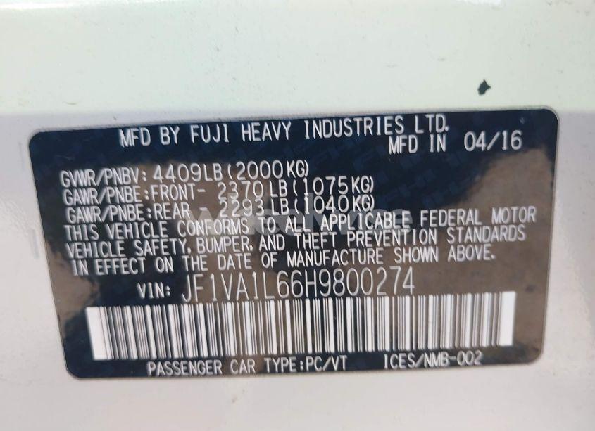 Photo 9 of 2017 Subaru Wrx LIMITED (VIN JF1VA1L66H9800274)