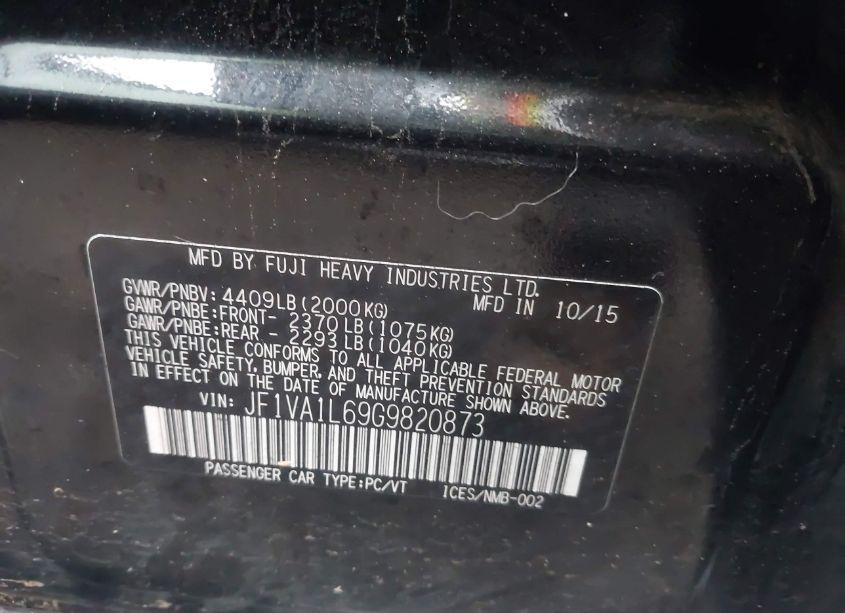 Photo 9 of 2016 Subaru Wrx LIMITED (VIN JF1VA1L69G9820873)