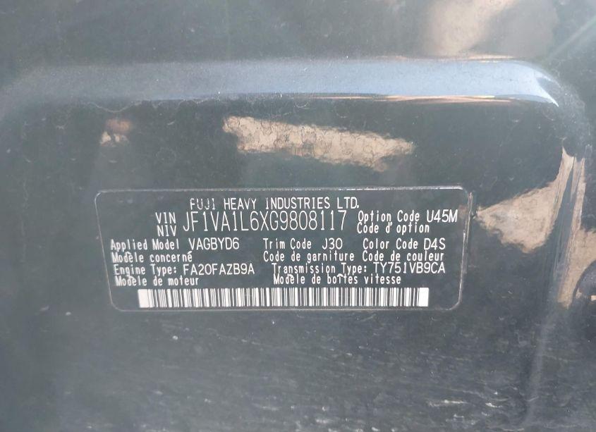 Photo 9 of 2016 Subaru Wrx LIMITED (VIN JF1VA1L6XG9808117)