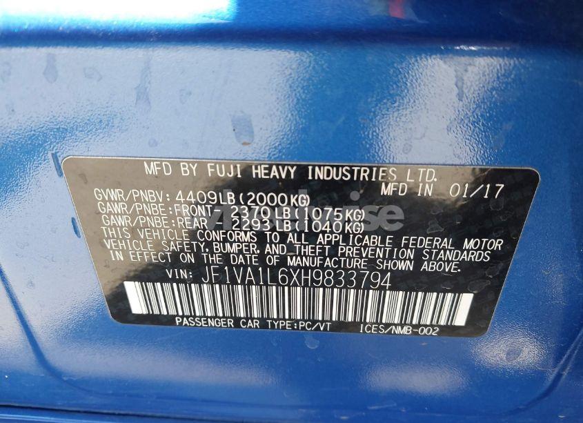 Photo 9 of 2017 Subaru Wrx LIMITED (VIN JF1VA1L6XH9833794)