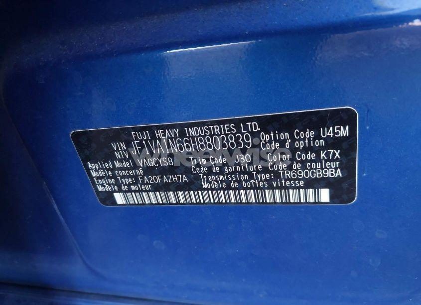 Photo 9 of 2017 Subaru Wrx LIMITED (VIN JF1VA1N66H8803839)