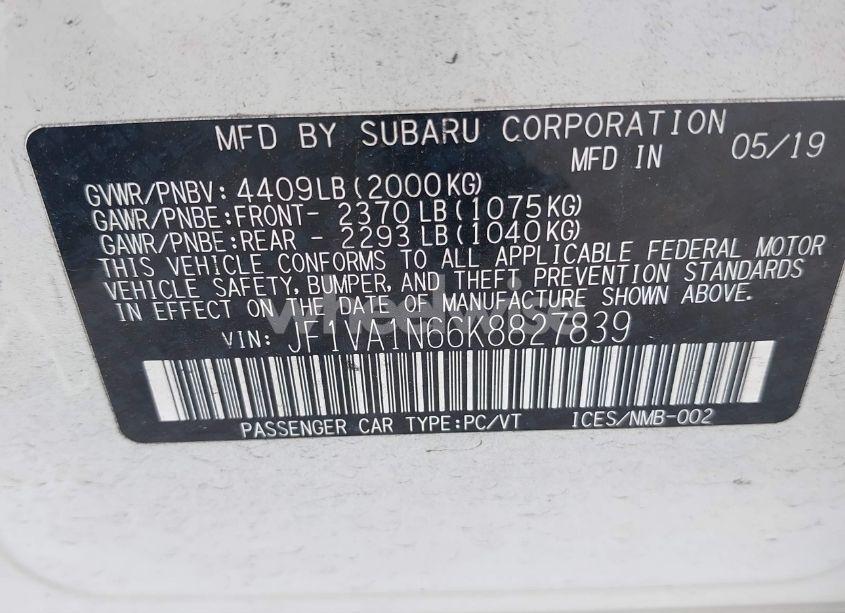 Photo 9 of 2019 Subaru Wrx LIMITED (VIN JF1VA1N66K8827839)