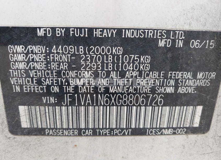 Photo 9 of 2016 Subaru Wrx LIMITED (VIN JF1VA1N6XG8806726)