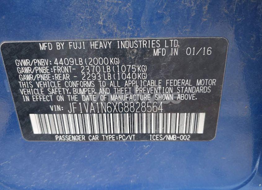 Photo 9 of 2016 Subaru Wrx LIMITED (VIN JF1VA1N6XG8828564)