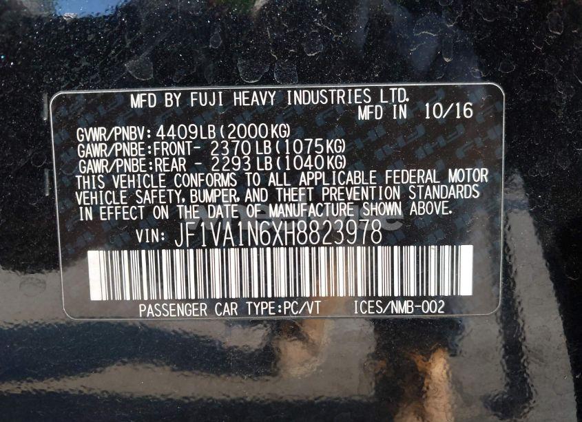 Photo 9 of 2017 Subaru Wrx LIMITED (VIN JF1VA1N6XH8823978)