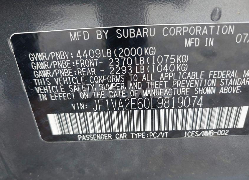 Photo 9 of 2020 Subaru Wrx STI (VIN JF1VA2E60L9819074)