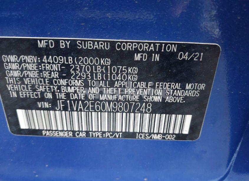 Photo 9 of 2021 Subaru Wrx STI (VIN JF1VA2E60M9807248)