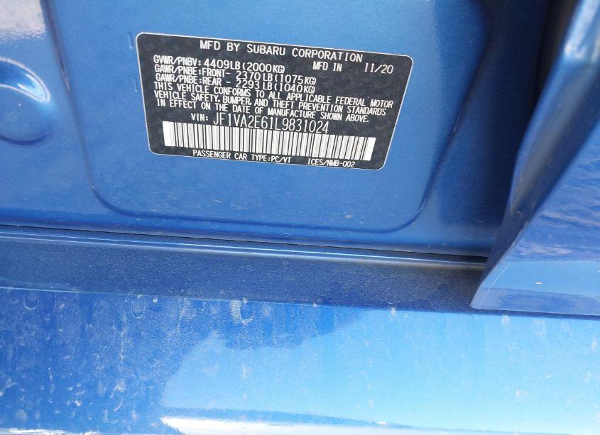 Photo 9 of 2020 Subaru Wrx STI (VIN JF1VA2E61L9831024)