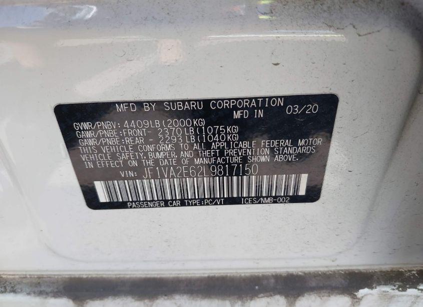 Photo 9 of 2020 Subaru Wrx STI (VIN JF1VA2E62L9817150)