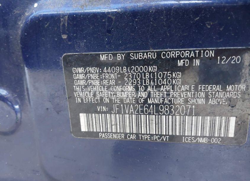 Photo 9 of 2020 Subaru Wrx STI (VIN JF1VA2E64L9832071)