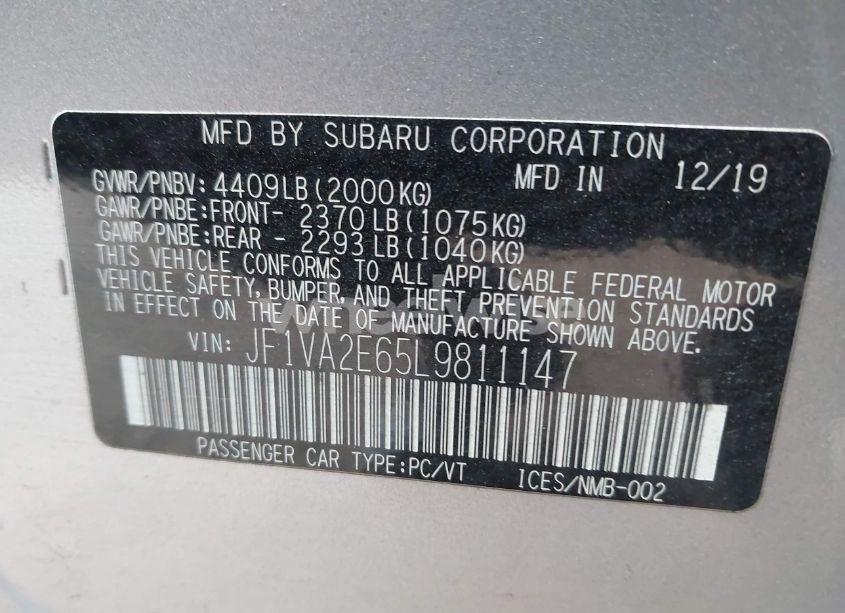 Photo 9 of 2020 Subaru Wrx STI (VIN JF1VA2E65L9811147)