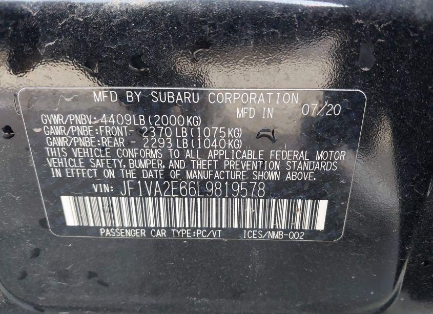 Photo 9 of 2020 Subaru Wrx STI (VIN JF1VA2E66L9819578)