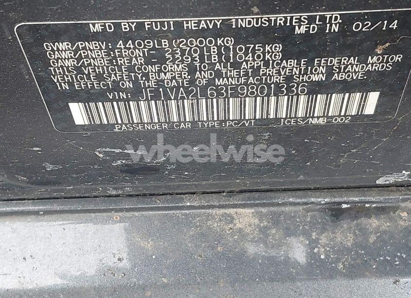 Photo 9 of 2015 Subaru Wrx STI (VIN JF1VA2L63F9801336)