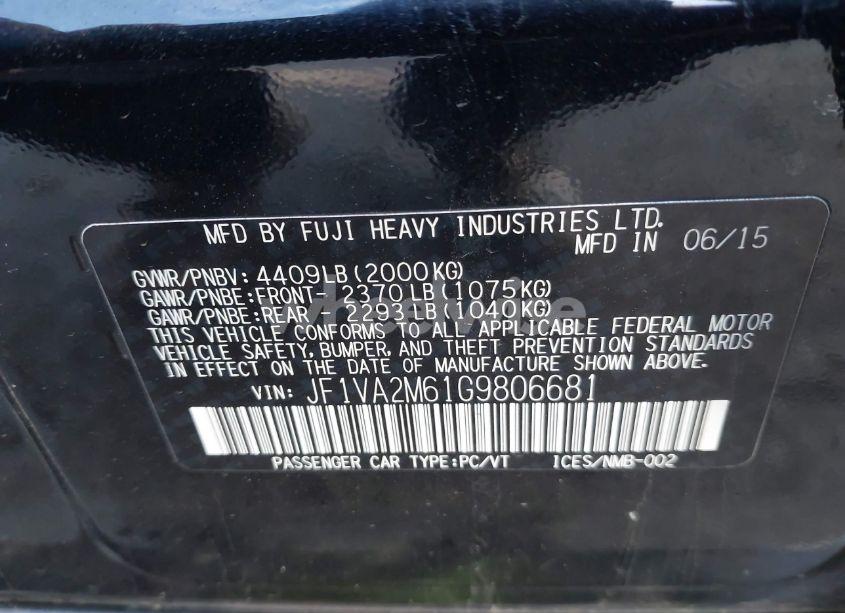 Photo 9 of 2016 Subaru Wrx STI (VIN JF1VA2M61G9806681)