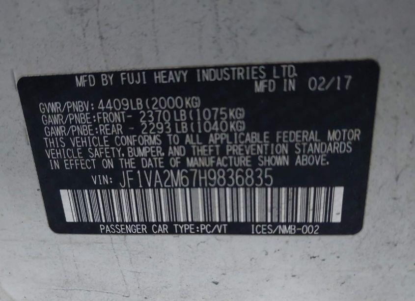 Photo 9 of 2017 Subaru Wrx STI (VIN JF1VA2M67H9836835)