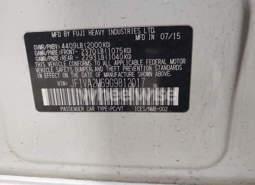 Photo 9 of 2016 Subaru Wrx STI (VIN JF1VA2M69G9812017)