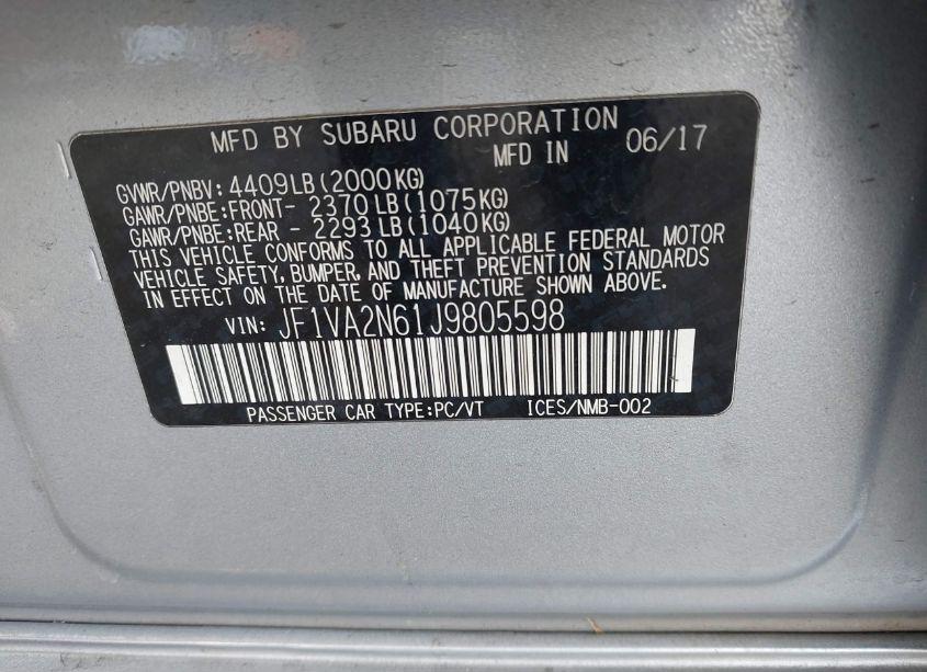 Photo 9 of 2018 Subaru Wrx STI (VIN JF1VA2N61J9805598)