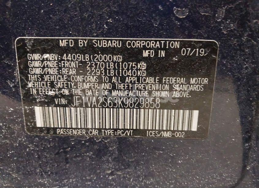 Photo 9 of 2019 Subaru Wrx STI (VIN JF1VA2S63K9829858)