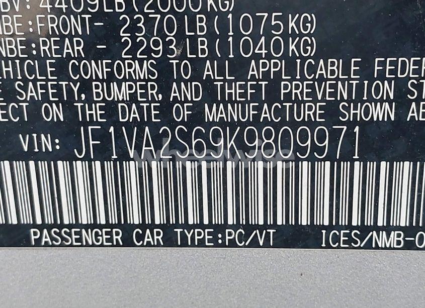 Photo 9 of 2019 Subaru Wrx STI (VIN JF1VA2S69K9809971)