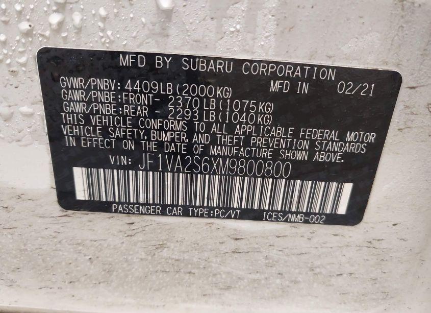 Photo 9 of 2021 Subaru Wrx STI (VIN JF1VA2S6XM9800800)