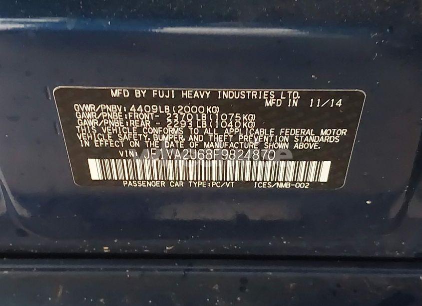 Photo 9 of 2015 Subaru Wrx STI LIMITED (VIN JF1VA2U68F9824870)