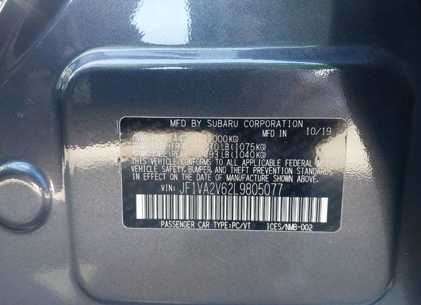 Photo 9 of 2020 Subaru Wrx STI LIMITED (VIN JF1VA2V62L9805077)