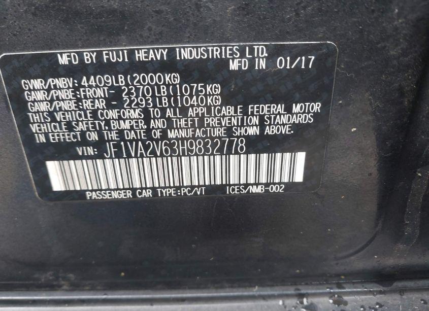 Photo 9 of 2017 Subaru Wrx STI (VIN JF1VA2V63H9832778)