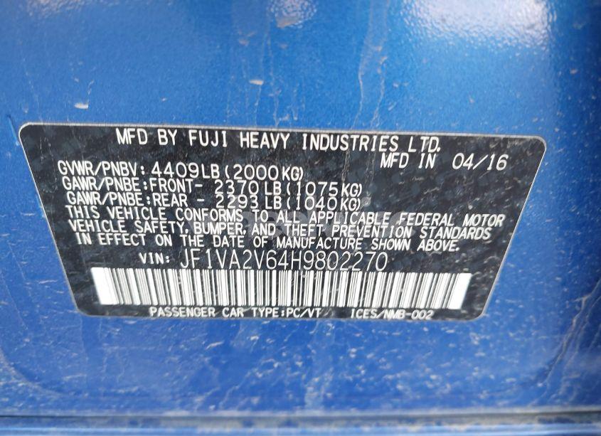 Photo 9 of 2017 Subaru Wrx STI (VIN JF1VA2V64H9802270)