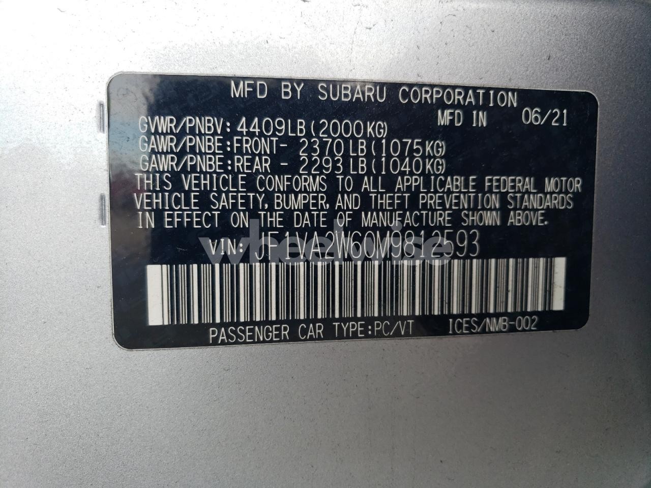 Photo 12 of 2021 SUBARU WRX STI LIMITED (VIN JF1VA2W60M9812593)