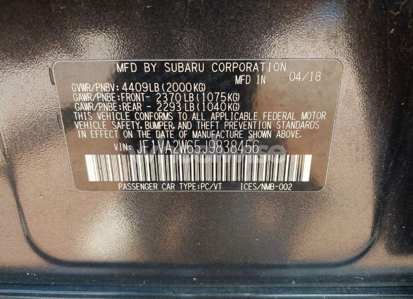 Photo 9 of 2018 Subaru Wrx STI LIMITED (VIN JF1VA2W65J9838456)