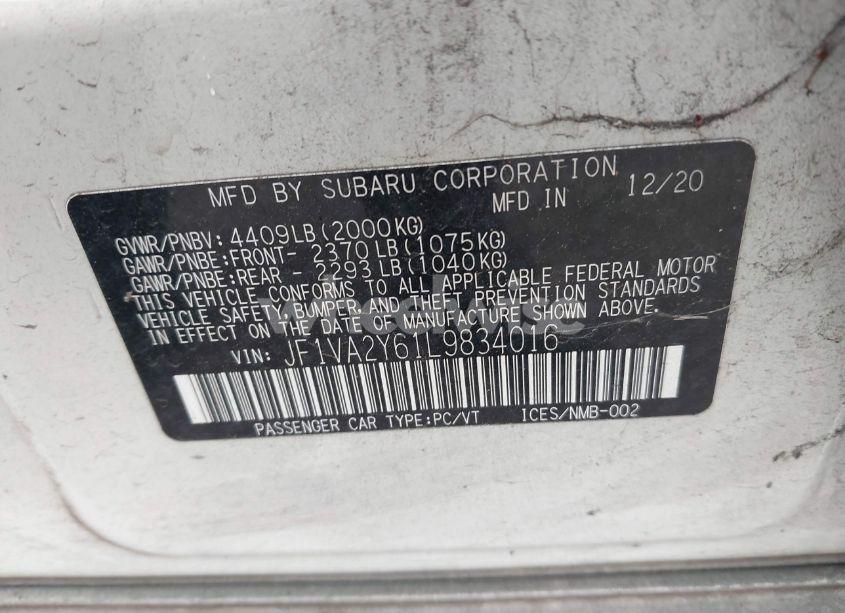 Photo 9 of 2020 Subaru Wrx STI LIMITED (VIN JF1VA2Y61L9834016)