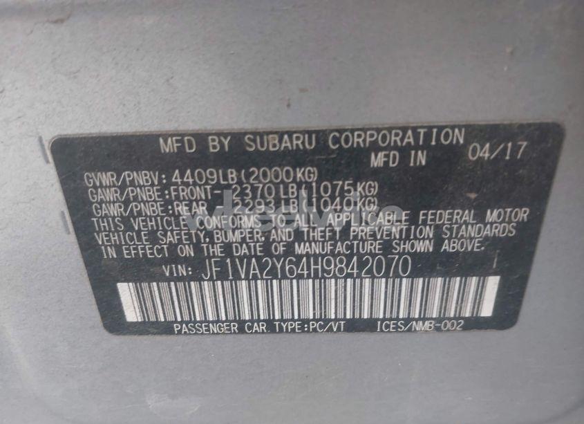 Photo 9 of 2017 Subaru Wrx STI LIMITED (VIN JF1VA2Y64H9842070)