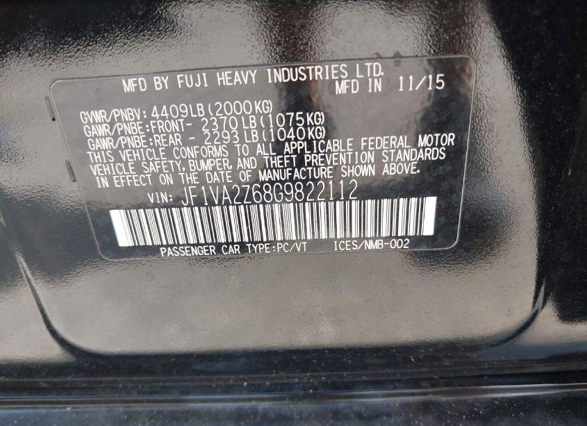 Photo 9 of 2016 Subaru Wrx STI LIMITED (VIN JF1VA2Z68G9822112)