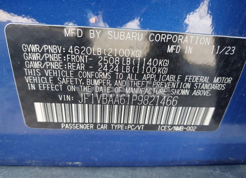 Photo 9 of 2023 Subaru Wrx (VIN JF1VBAA61P9821466)