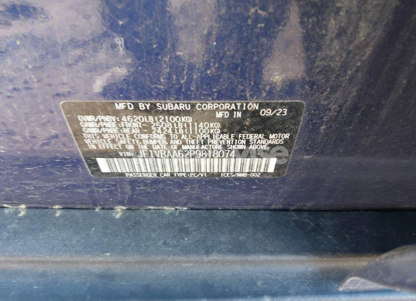 Photo 9 of 2023 Subaru Wrx (VIN JF1VBAA62P9818074)