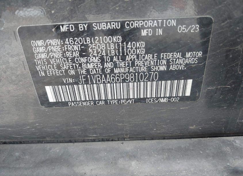 Photo 9 of 2023 Subaru Wrx (VIN JF1VBAA66P9810270)