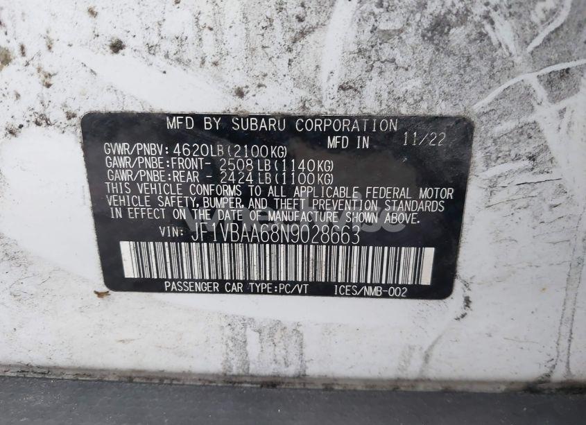 Photo 9 of 2022 Subaru Wrx (VIN JF1VBAA68N9028663)