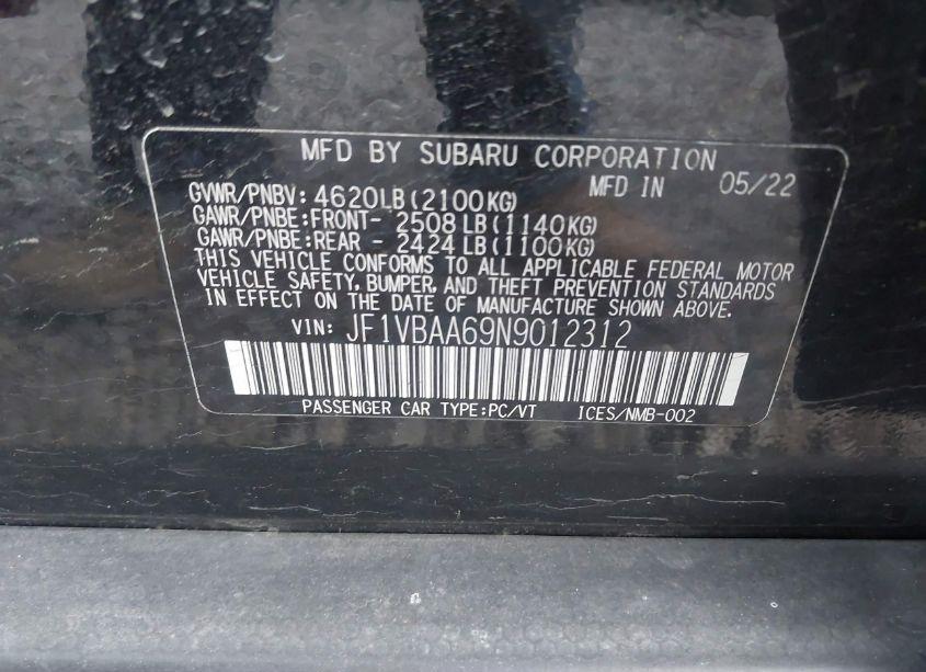 Photo 9 of 2022 Subaru Wrx (VIN JF1VBAA69N9012312)