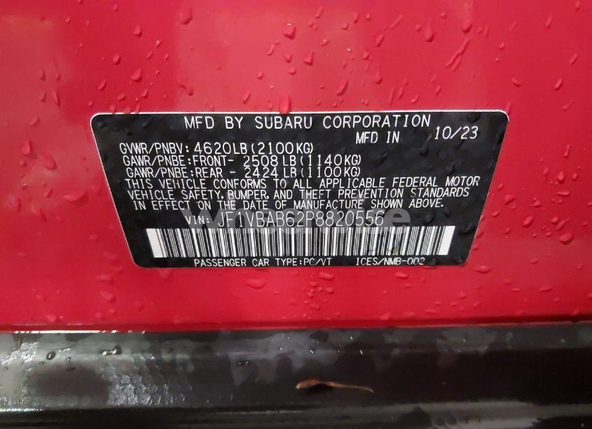 Photo 9 of 2023 Subaru Wrx (VIN JF1VBAB62P8820556)