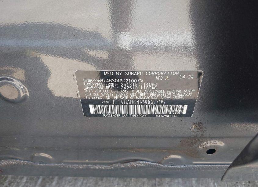 Photo 9 of 2024 Subaru Wrx (VIN JF1VBAB64R9806705)