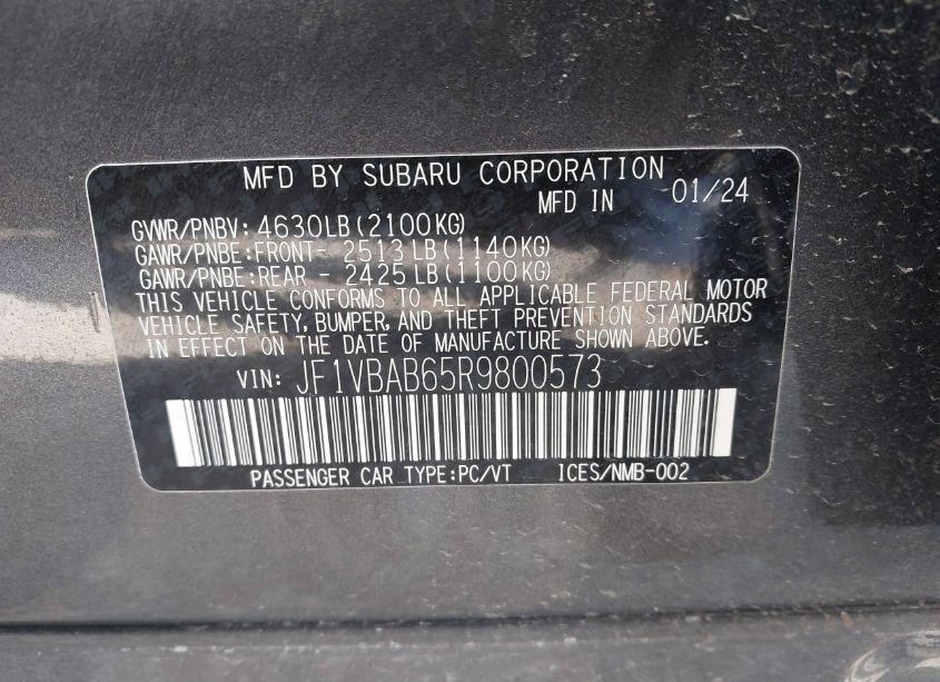 Photo 9 of 2024 Subaru Wrx (VIN JF1VBAB65R9800573)