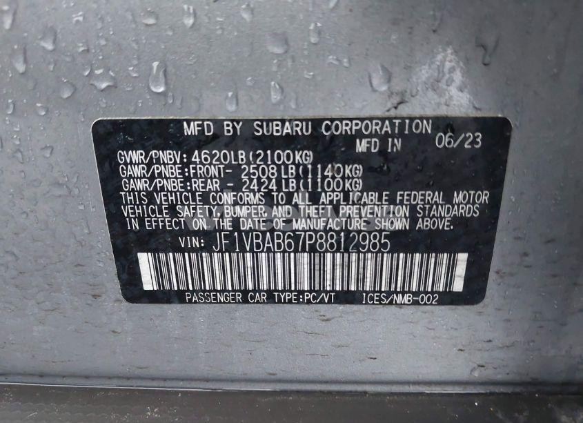 Photo 9 of 2023 Subaru Wrx (VIN JF1VBAB67P8812985)