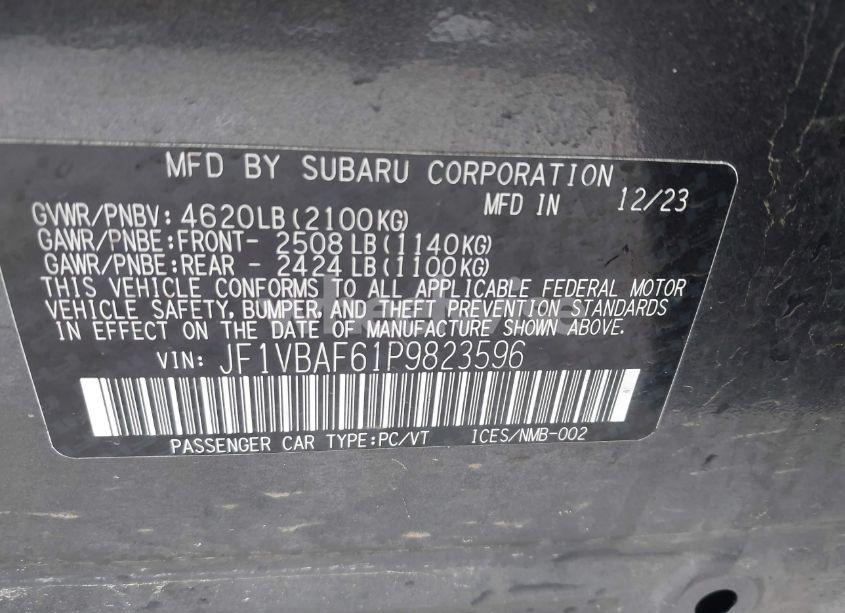 Photo 9 of 2023 Subaru Wrx PREMIUM (VIN JF1VBAF61P9823596)